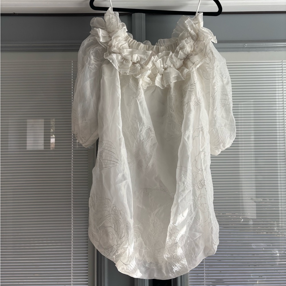 CINQ A SEPT Elegant White Ruffled Women's Mini Dress